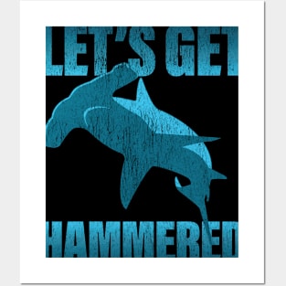 Funny Deep Sea Diving product - Faded Hammerhead Shark design Posters and Art